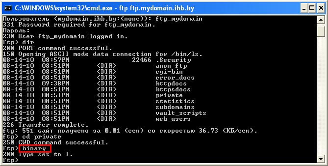 Загрузка файлов сайта на FTP-сервер с помощью встроенного FTP-клиента - шаг 8
